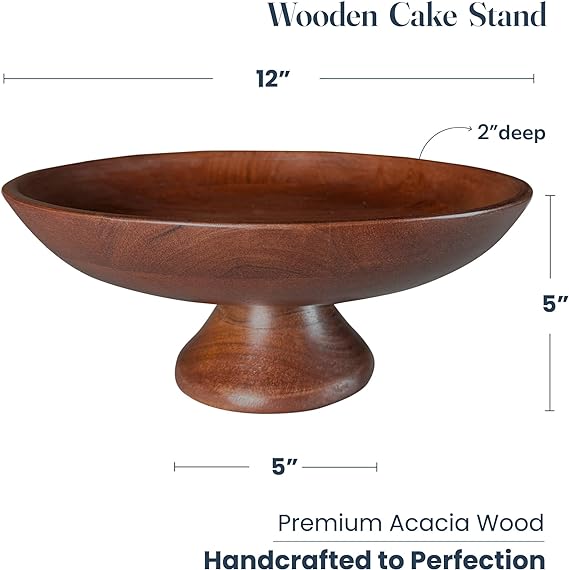 Fruit Bowl Plain Acacia -12"x2" -Walnut - India Wholesale Co.