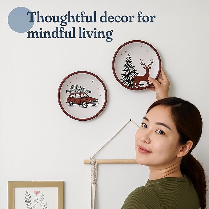 8-Inch Terracotta Christmas Plates Set of 2