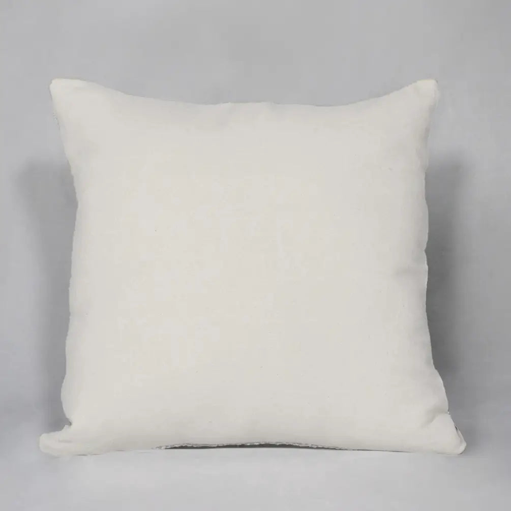 Handloom Kilm Woven Cotton Pillow Cover, 18"x18", White & Blue - India Wholesale Co.