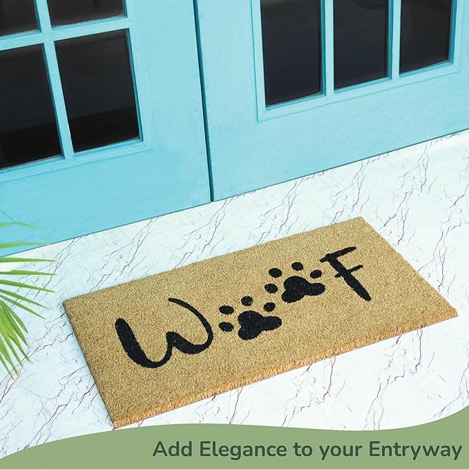 Coir Mats Animals Woof - 17X30" Beige/Black - India Wholesale Co.