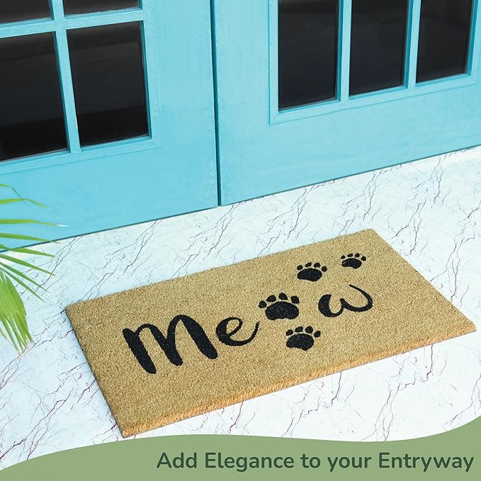 Coir Mats Animals Meow - 17X30" Beige/Black - India Wholesale Co.