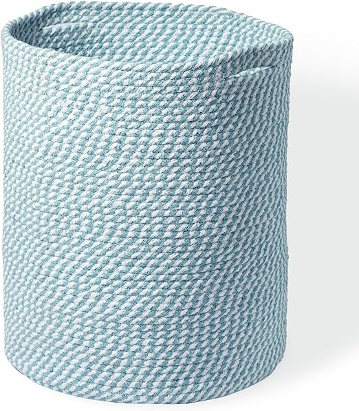 Cotton Basket, Cotton, 15x15x17.7, Blue & White- Melange - India Wholesale Co.