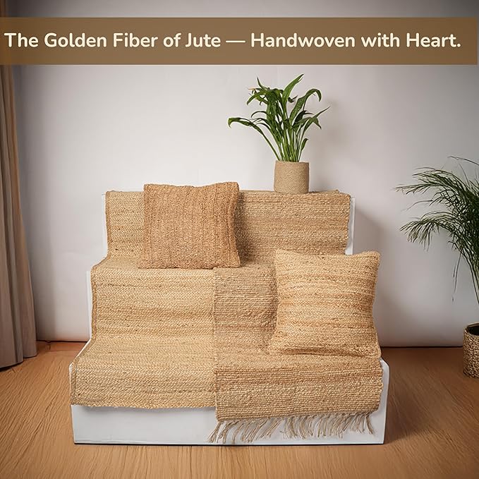 Jute Textured Runner Rug 2x5 ft – Handwoven Natural Décor