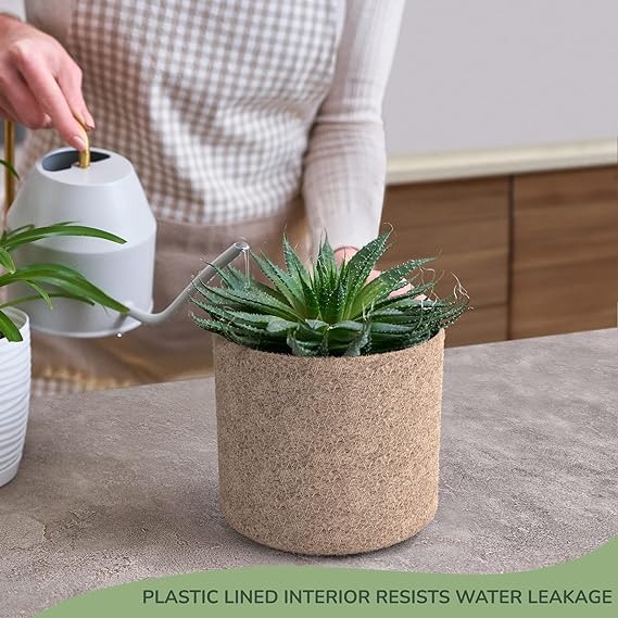 Jute Planters with Poly-Lining Set of 3 Natural Jute 4.5x4.5x4" - India Wholesale Co.