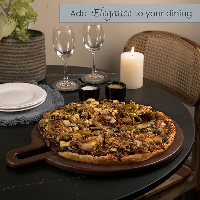 Long Groove Acacia Round Board - 18.5"x15"-Walnut - India Wholesale Co.