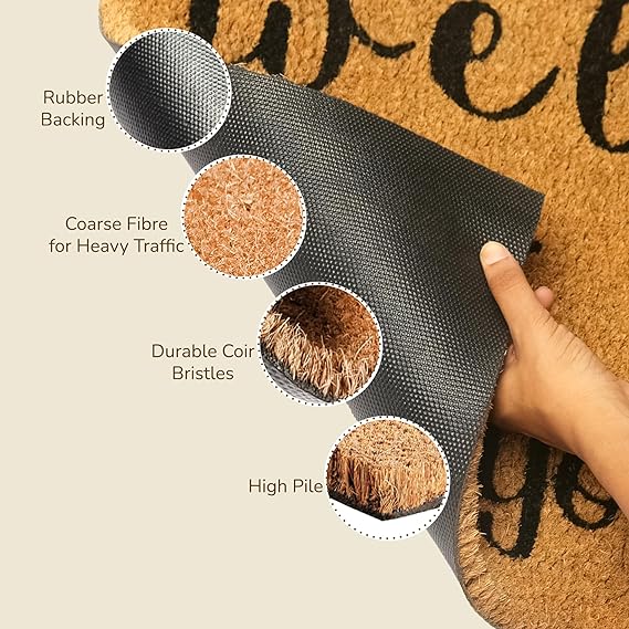 Coir Mats Animals Welcome Hope you like dogs - 17X30" Beige/Black - India Wholesale Co.