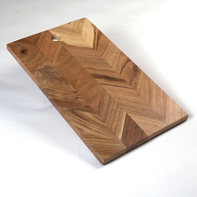 Chopping Board Acacia- Rectangle Chevron- 14"x8" - India Wholesale Co.