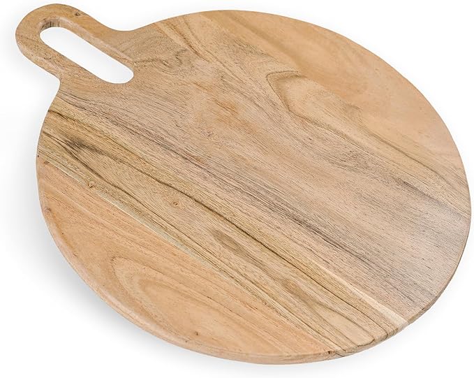 Long Groove Acacia Round Board - 18"x15" - Natural - India Wholesale Co.