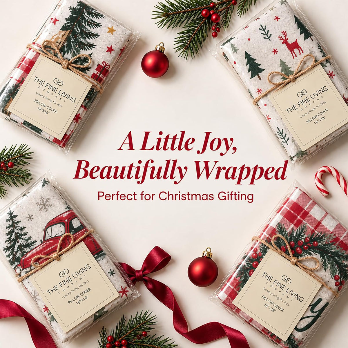 Christmas 18x18 Pillow Cover Set of 4 Cushion Cover