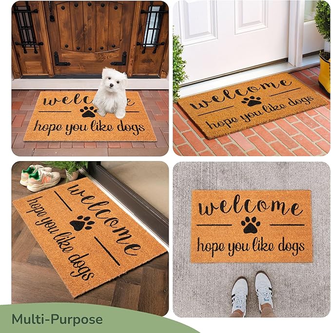 Coir Mats Animals Welcome Hope you like dogs - 17X30" Beige/Black