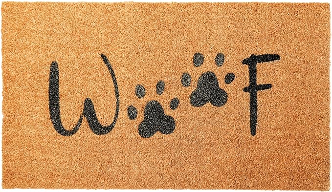 Coir Mats Animals Woof - 17X30" Beige/Black - India Wholesale Co.