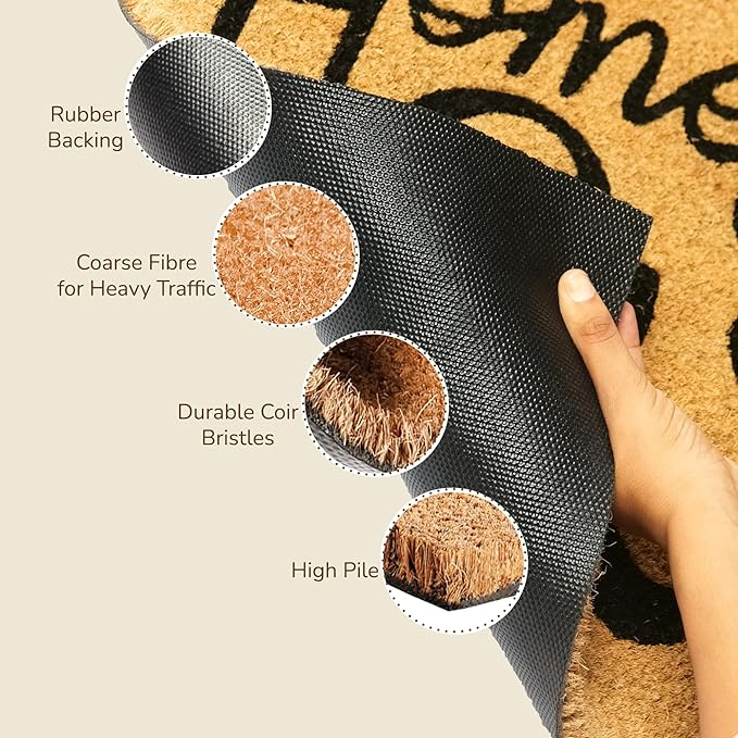 Coir Mats Home Sweet Home Italics -17X30" -Beige/Black - India Wholesale Co.