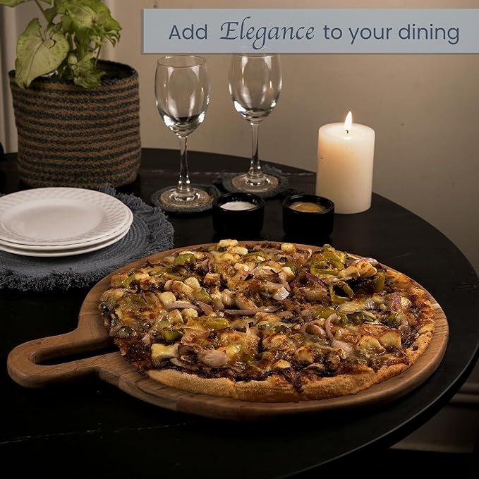 Long Groove Acacia Round Board - 18"x15" - Natural - India Wholesale Co.
