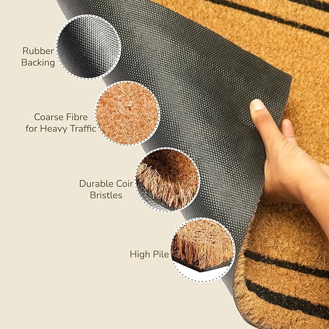 Coir Mats Basic Plain with Border- 17X30" Beige - India Wholesale Co.