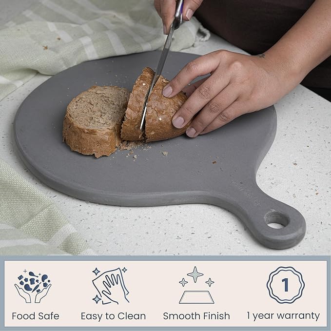 Round Paddle Server Gray Mango Wood 16"x12" - India Wholesale Co.