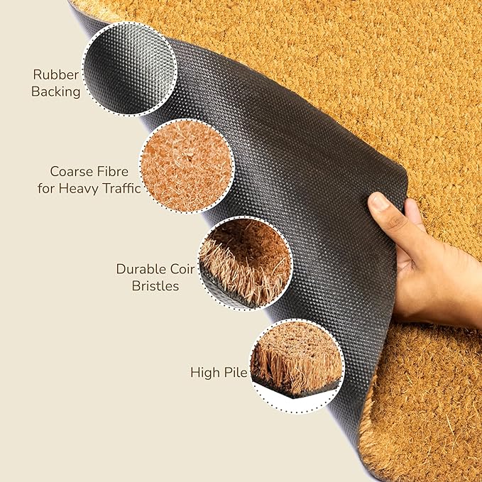 Coir Mats Basic Plain - 22X47" Beige - India Wholesale Co.