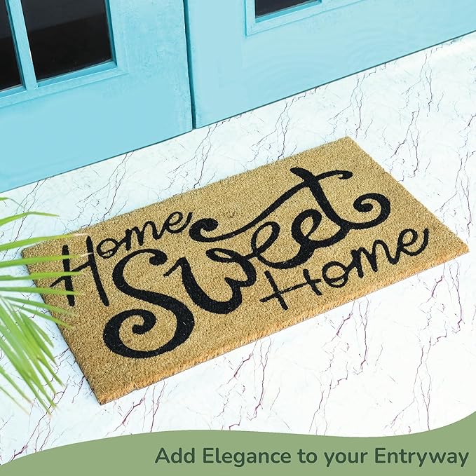 Coir Mats Home Sweet Home Italics -17X30" -Beige/Black - India Wholesale Co.