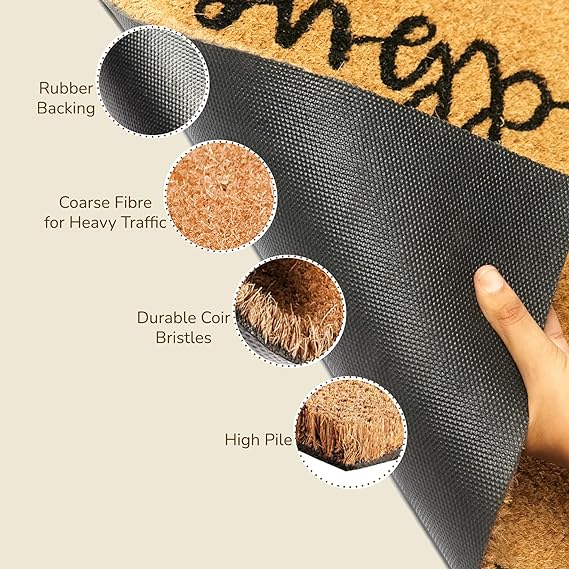 Coir Mats Hello Goodbye Text-17X30" -Beige - India Wholesale Co.