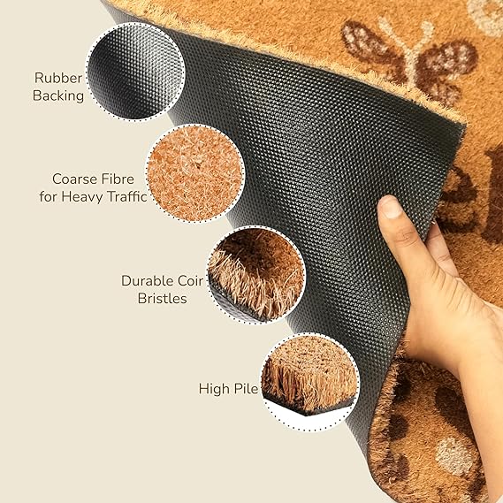 Coir Mats Chelsea Welcome -17"X30" White & Brown - India Wholesale Co.