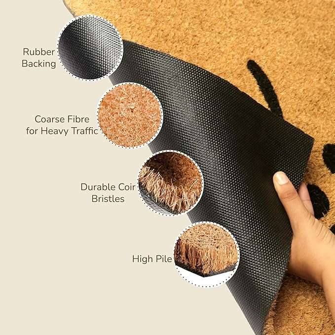 Coir Mats Animals Woof - 17X30" Beige/Black - India Wholesale Co.