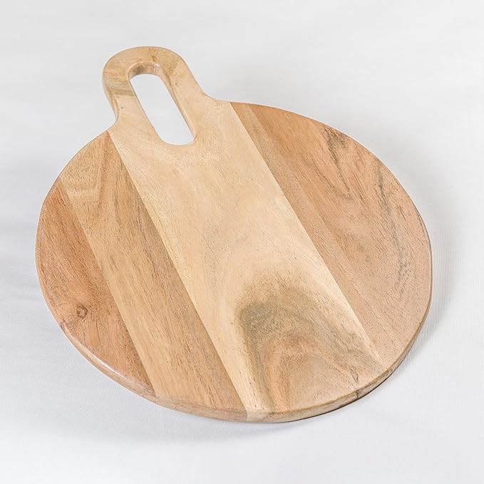 Long Groove Acacia Round Board - 15"x12" - Natural - India Wholesale Co.