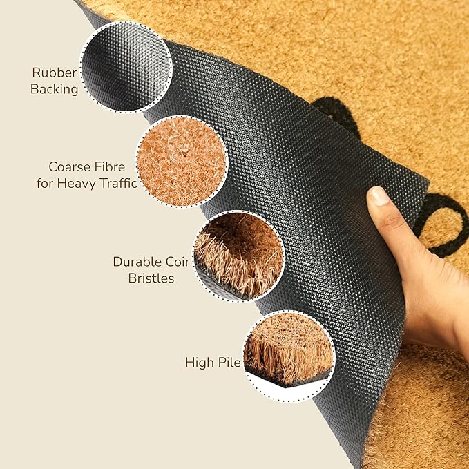 Coir Mats Animals Meow - 17X30" Beige/Black - India Wholesale Co.