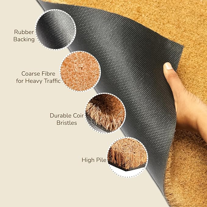 Coir Mats Basic Plain - 17X30" Beige - India Wholesale Co.