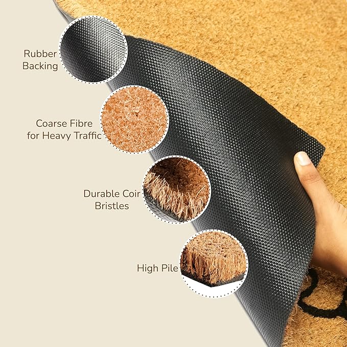 Coir Mats Home Sweet Home with Border -17X30" - Beige - India Wholesale Co.
