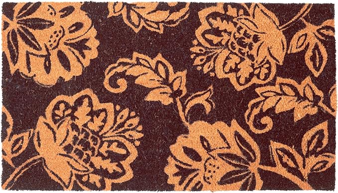 Coir Mats Floral Motif -17"X30" Brown - India Wholesale Co.