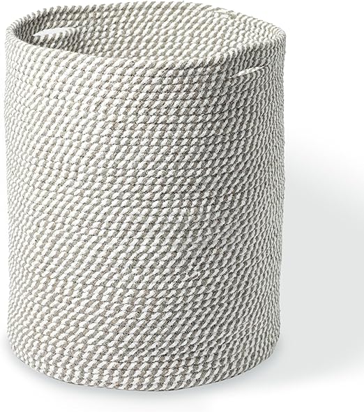 Cotton Basket, Cotton, 15x15x17.7, White & Gray- Melange - India Wholesale Co.