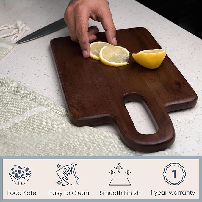 Long Groove Acacia Rectangle Board - 14"x8" -Walnut - India Wholesale Co.
