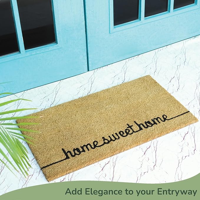 Coir Mats Home Sweet Home with Border -17X30" - Beige - India Wholesale Co.