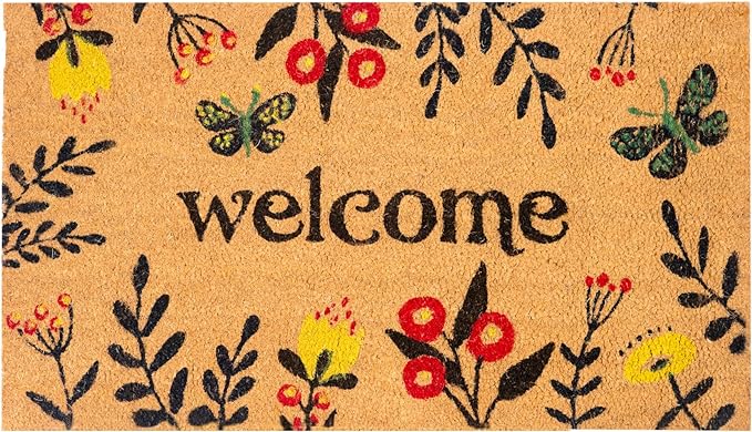 Coir Mats Chelsea Welcome -17"X30" Multi Color (Red, Navy Blue & Yellow) - India Wholesale Co.