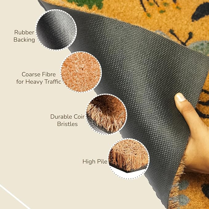 Coir Mats Chelsea Welcome -17"X30" Multi Color (Light Blue, Green & Yellow) - India Wholesale Co.