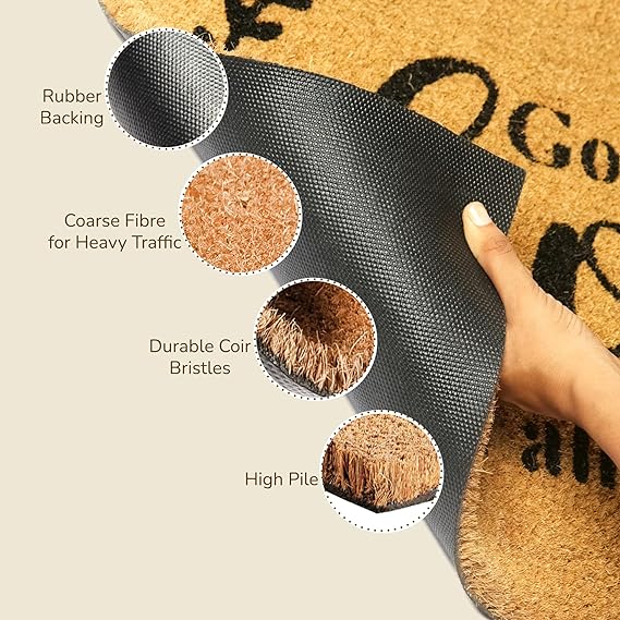 Coir Mats God Bless this Home Print-17X30" -Beige/Black - India Wholesale Co.