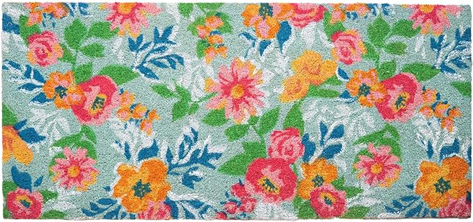 Coir Mats Floral Print- 22X47" Multi Color - India Wholesale Co.