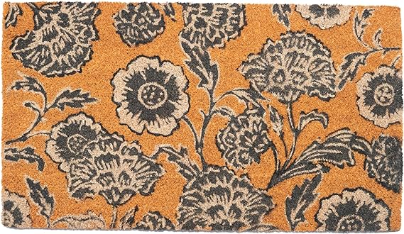 Coir Mats Chelsea Floral -17"X30" Gray & White - India Wholesale Co.