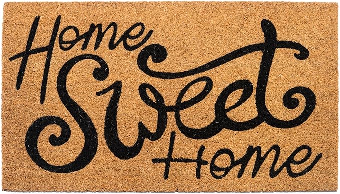 Coir Mats Home Sweet Home Italics -17X30" -Beige/Black - India Wholesale Co.