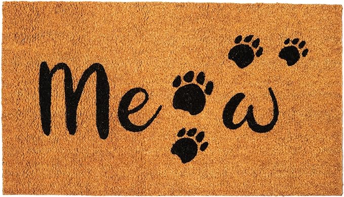 Coir Mats Animals Meow - 17X30" Beige/Black - India Wholesale Co.