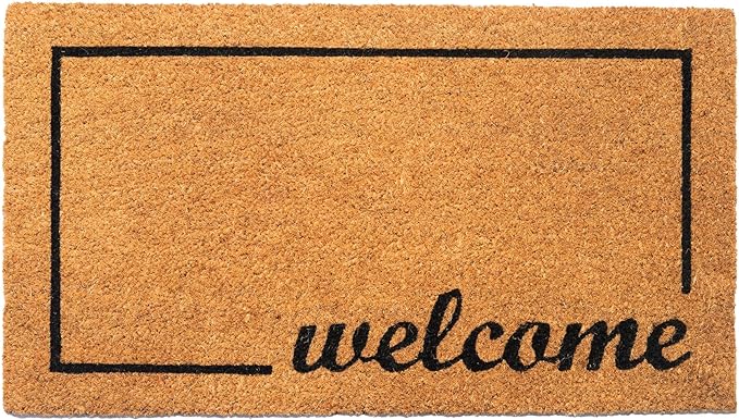 Coir Mats Welcome with Border 17X30" -Beige/Black - India Wholesale Co.