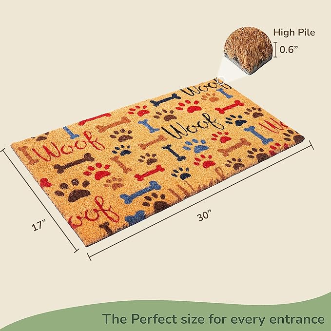 Coir Mats Animals Woof - 17X30" Multicolor - India Wholesale Co.