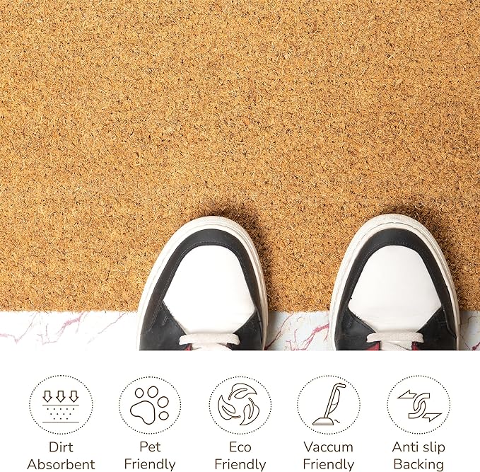 Coir Mats Basic Plain - 17X30" Beige - India Wholesale Co.