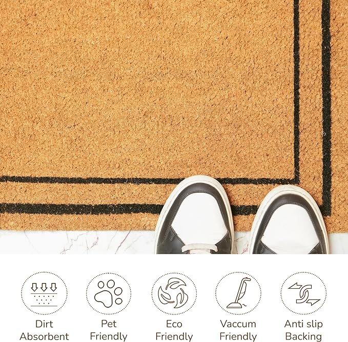 Coir Mats Basic Plain with Border- 17X30" Beige - India Wholesale Co.