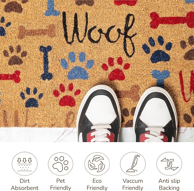 Coir Mats Animals Woof - 17X30" Multicolor - India Wholesale Co.