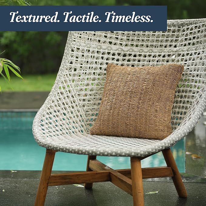 Raffia Boho Pillow Cover 18x18 inch – Rustic Cushion Case