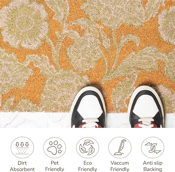 Coir Mats Chelsea Floral -17"X30" Olive - India Wholesale Co.