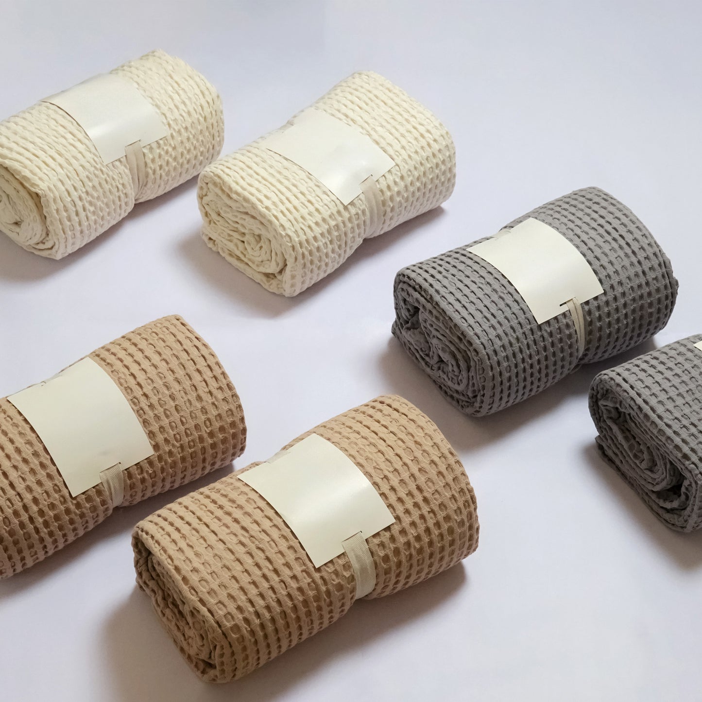 Waffle Weave Throw, 50"x 70", 100% Fresh Cotton, Sand - India Wholesale Co.