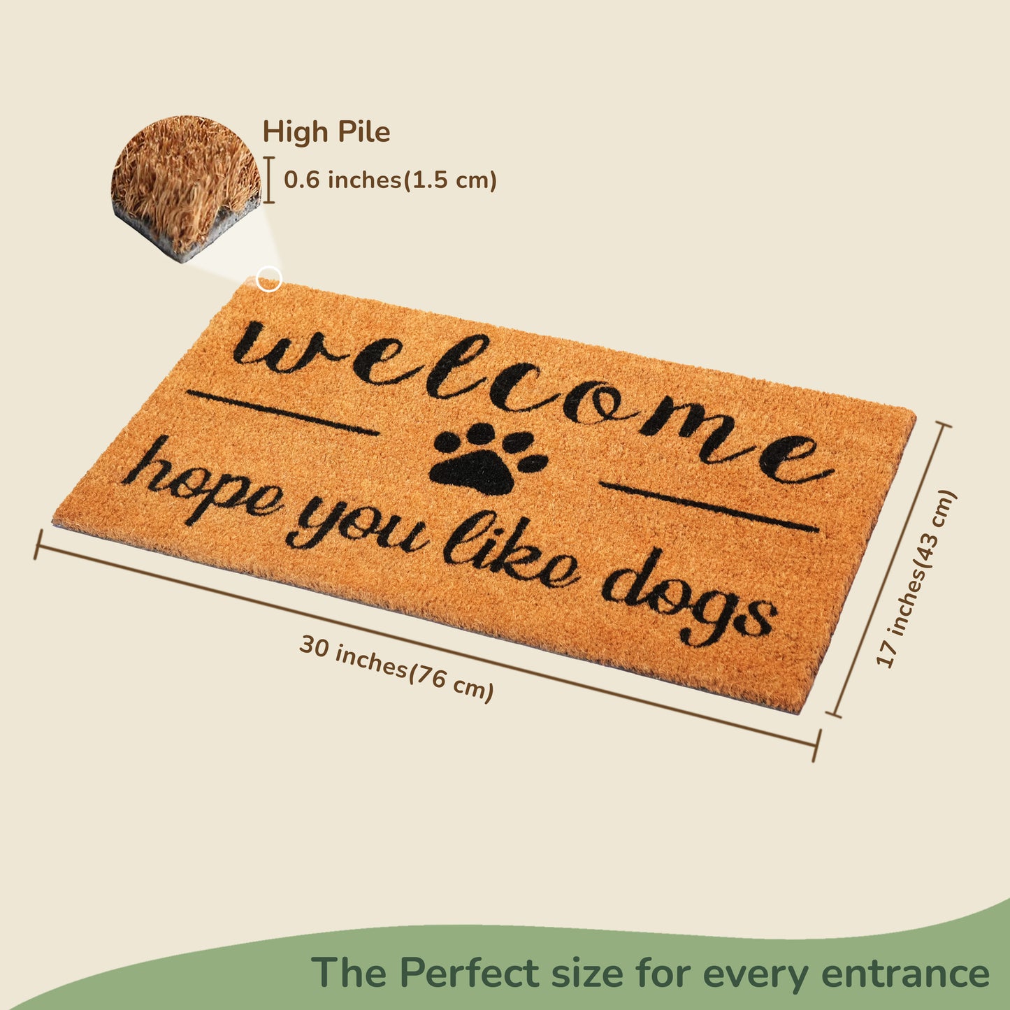 Coir Mats Animals Welcome Hope you like dogs - 17X30" Beige/Black - India Wholesale Co.