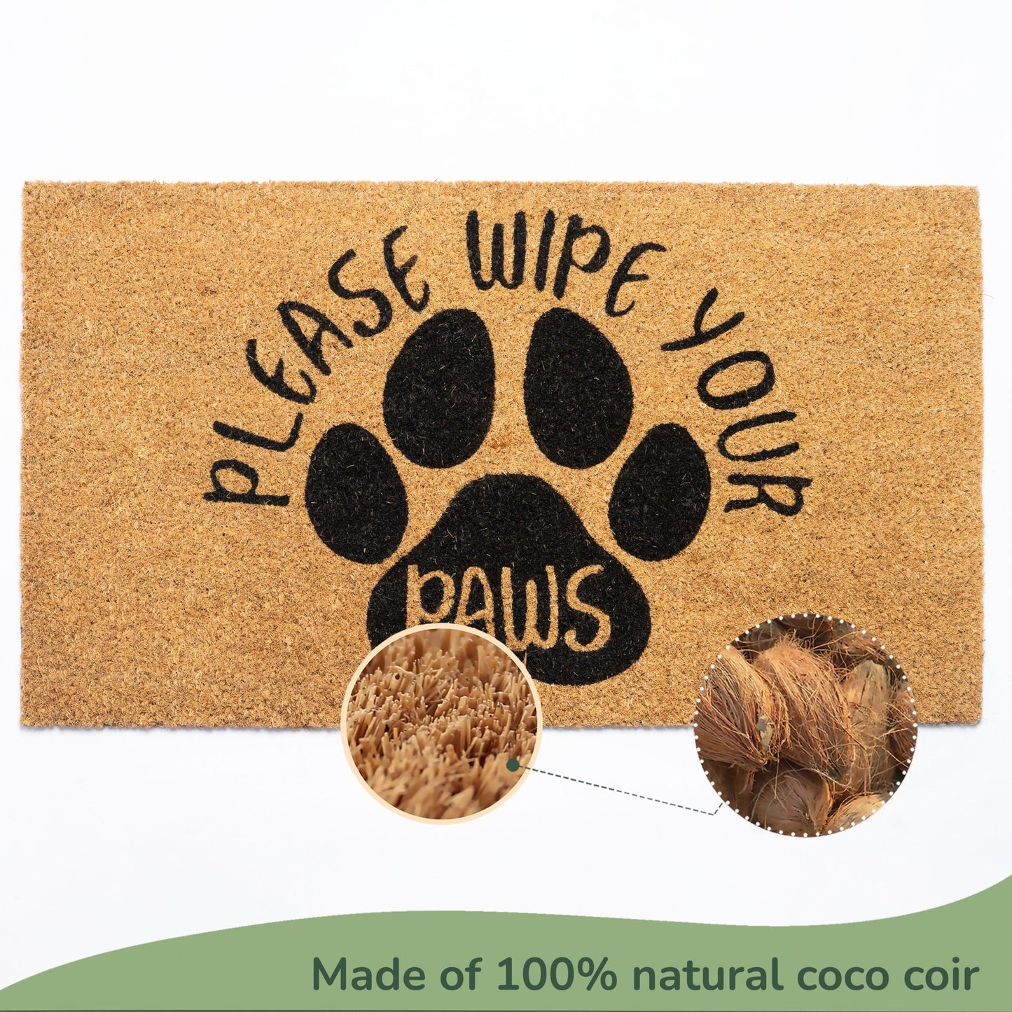 Coir Mats Animals Please Wipe your paws - 17X30" Beige/Black - India Wholesale Co.