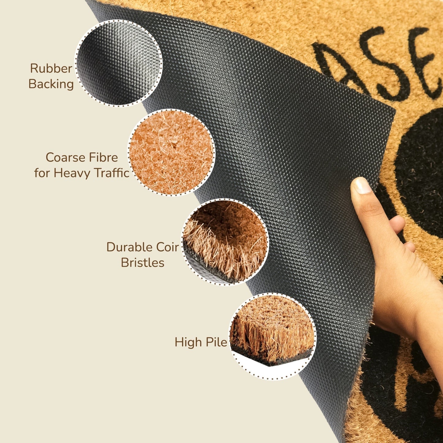 Coir Mats Animals Please Wipe your paws - 17X30" Beige/Black - India Wholesale Co.